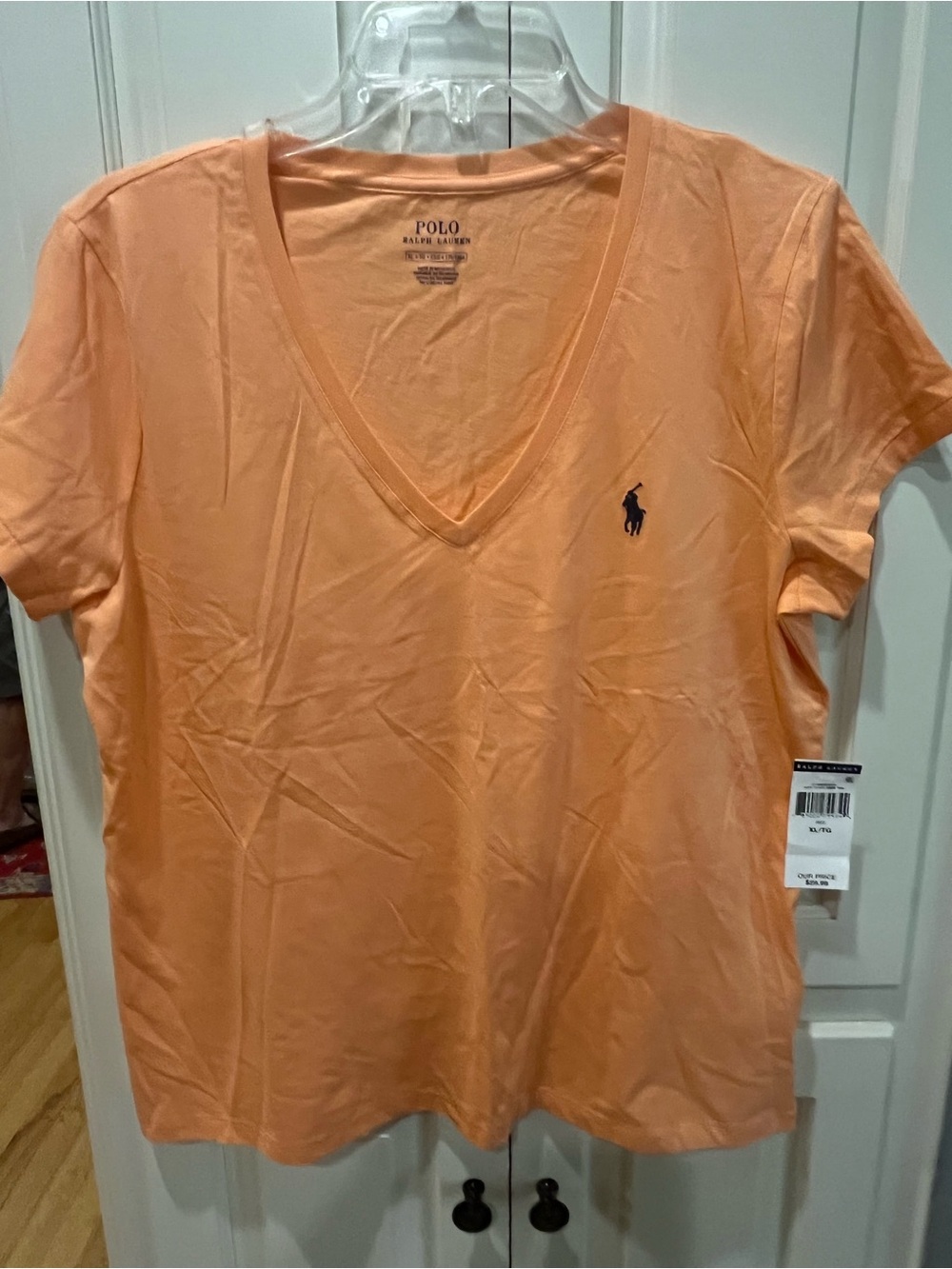 Polo by Ralph Lauren Peach V-Neck Short Sleeve Tee